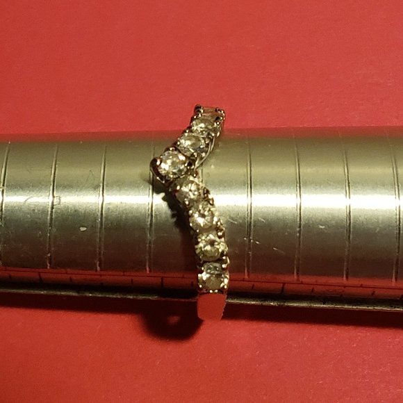 Vintage 925 V Ban 9 Stone CZ Diamond Ring - Picture 3 of 7